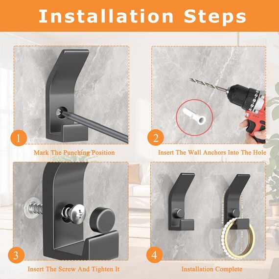 QMAHA Doppelt Kleiderhaken Wand, 5 Stück Garderobenhaken Schwarz, Metall Handtuchhaken Kleiderhaken, Moderne Garderobe Haken Wand, Wandhaken für Türen, Foyers Bad und Flure (Matt Schwarz, 5 Haken)