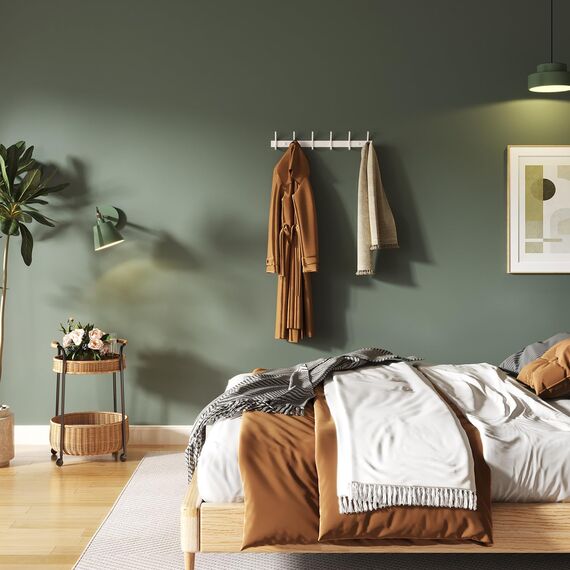 Dripex Garderobenleiste Rostfrei Edelstahl Kleiderhaken Garderobenhaken Doppelhaken bis zu 30kg belastbar Haken Weiß, 6 Haken