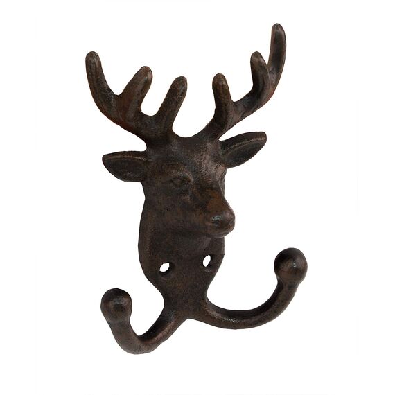 BigDean 3x Wandhaken Hirsch 2er Haken Gusseisen Garderobenhaken Werkzeughalter 9,5 x 4,5 x 12,5 cm