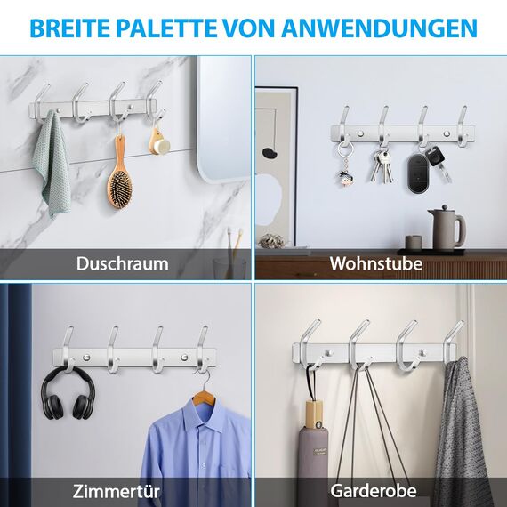 ERWEY Haken edelstahl Hakenleiste aus Edelstahl Garderobenleiste Kleiderhaken Wandhaken rostfrei Mehrzweckhaken Garderobenhaken Wandhaken