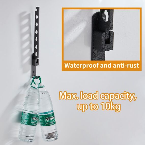 JOOM Kleiderhaken klappbar, Wand Kleiderständer Kleiderlüfter Wandhaken Klapphaken für Balkon Badezimmer Waschküche（schwarz, 2 Stück）