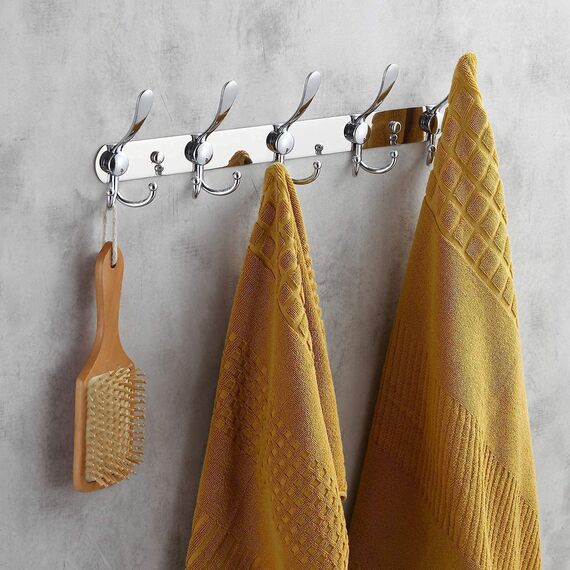 GlazieVault Kleiderhaken wand - Garderobenleiste Edelstahl (2 Stuck), Garderobenhaken Schwere, Garderobe Wandhaken, Wandgarderobe, Hakenleiste (Silbernes Tricolor)