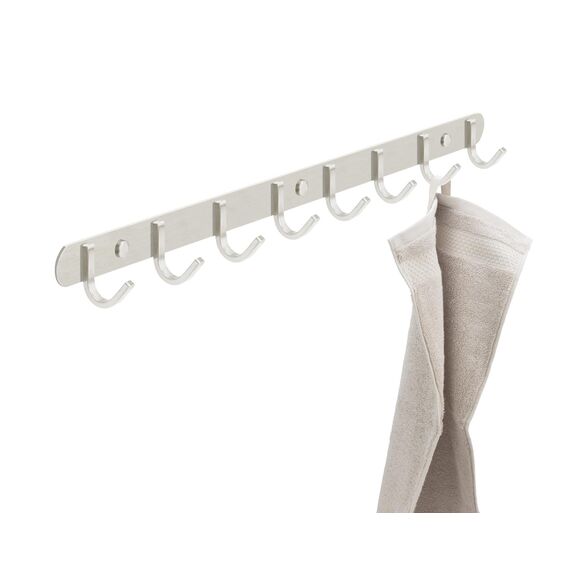 Stahlia Hakenleiste EDELSTAHL gebürstet Garderobenleiste 8x Haken (L: 580mm) Modell:EMMA Wandgarderobe mit 1/4/6/8/10 Kleiderhaken Garderobenhaken Wandhaken