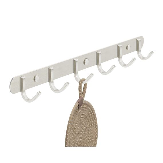 Stahlia Hakenleiste EDELSTAHL gebürstet Garderobenleiste 6x Haken (L: 425mm) Modell:EMMA Wandgarderobe mit 1/4/6/8/10 Kleiderhaken Garderobenhaken Wandhaken