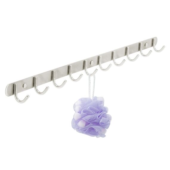 Stahlia Hakenleiste EDELSTAHL gebürstet Garderobenleiste 10x Haken (L: 725mm) Modell:GRETA Wandgarderobe mit 1/4/6/8/10 Kleiderhaken Garderobenhaken Wandhaken