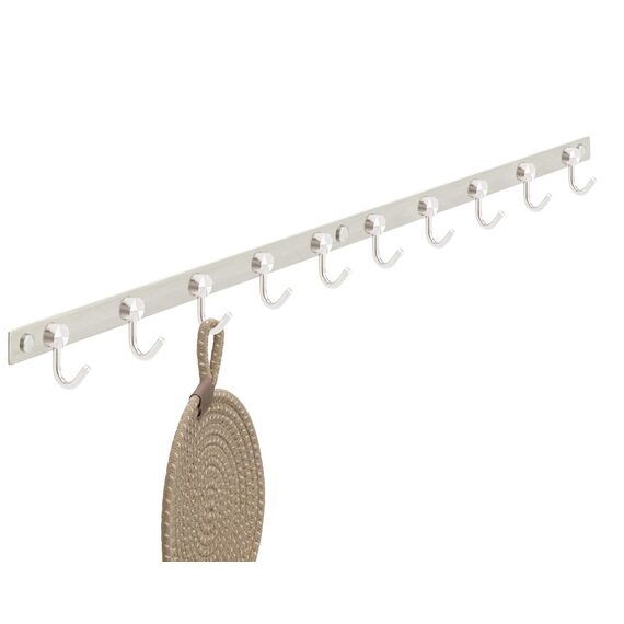 Stahlia Hakenleiste EDELSTAHL gebürstet Garderobenleiste 10x Haken (L: 770mm) Modell:CHIARA Wandgarderobe mit 1/4/6/8/10 Kleiderhaken Garderobenhaken Wandhaken