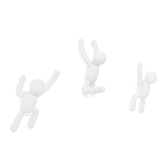 Umbra Buddy Haken - Dekorative Wandhaken Garderobe für Jacken, Schals, Taschen, Rucksäcke, Handtücher und Mehr, 3er-Set, Weiss