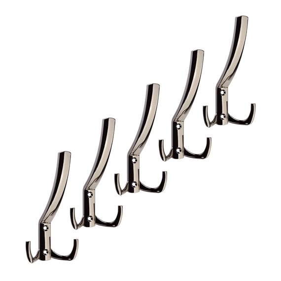 SOTECH 5 Stück Garderobenhaken JULIE groß (143 x 76 x 67 mm) Chrom dunkel Haken