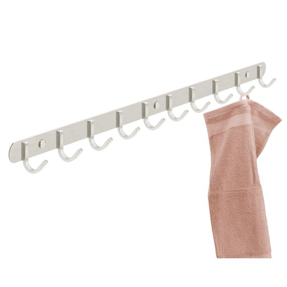 Stahlia Hakenleiste EDELSTAHL gebürstet Garderobenleiste 10x Haken (L: 725mm) Modell:EMMA Wandgarderobe mit 1/4/6/8/10 Kleiderhaken Garderobenhaken Wandhaken