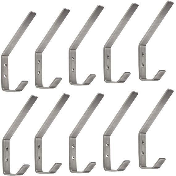 SOTECH 10 Stück Kleiderhaken ALBA moderner Mantelhaken echt Edelstahl 142 x 20 mm Huthaken Garderobenhaken