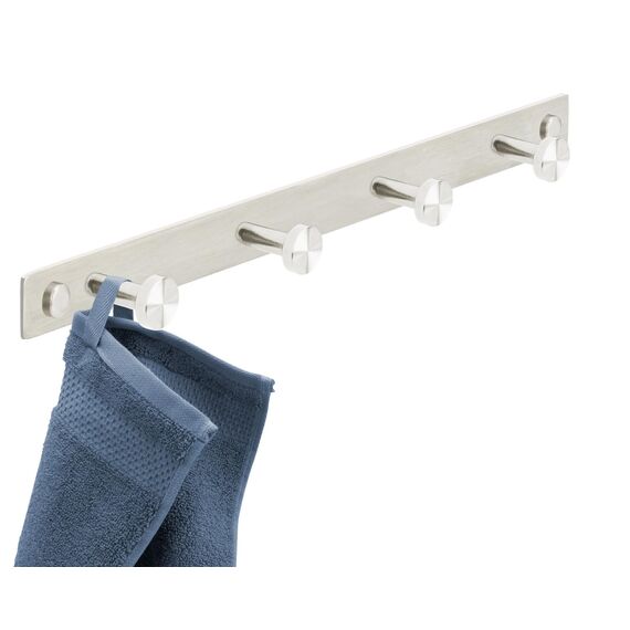 Stahlia Hakenleiste EDELSTAHL gebürstet Garderobenleiste 4x Haken (L: 310mm) Modell:GIORGIA Wandgarderobe mit 1/4/6/8/10 Kleiderhaken Garderobenhaken Wandhaken