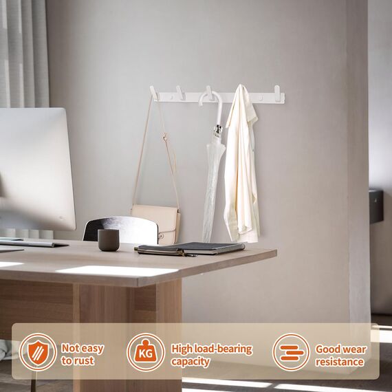 Sevenpers Garderobenhaken Weiß Kleiderhaken Hakenleiste mit 10 Haken Stabile Garderobenleiste für Jacken, Mäntel, Taschen, Hüte und Schals bieten und Mehr