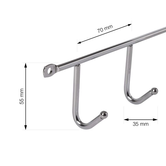 LouMaxx Hakenleiste – Kleiderhaken Wand 2er Set Chrom – Gaderobenhakenleiste – optimaler Helfer für Küche, Bad und Garage