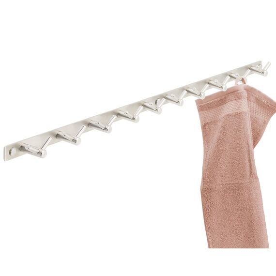 Stahlia Hakenleiste EDELSTAHL gebürstet Garderobenleiste 10x Haken (L: 770mm) Modell:AURORA Wandgarderobe mit 1/4/6/8/10 Kleiderhaken Garderobenhaken Wandhaken