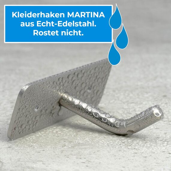 Stahlia Hakenleiste EDELSTAHL gebürstet Garderobenleiste 8x Haken (L: 615mm) Modell:MARTINA Wandgarderobe mit 1/4/6/8/10 Kleiderhaken Garderobenhaken Wandhaken