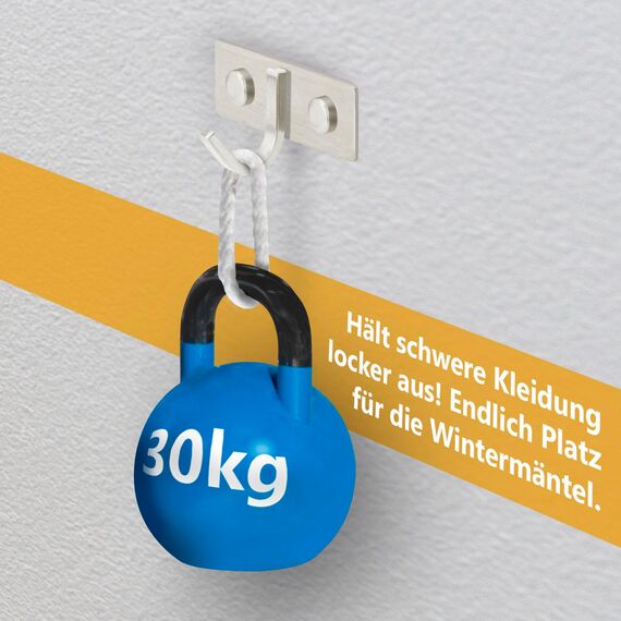 Stahlia Hakenleiste EDELSTAHL gebürstet Garderobenleiste 8x Haken (L: 580mm) Modell:EMMA Wandgarderobe mit 1/4/6/8/10 Kleiderhaken Garderobenhaken Wandhaken