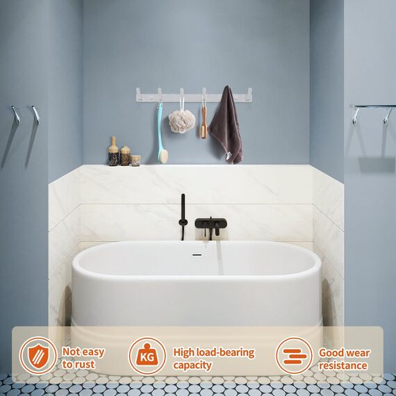 Sevenpers Kleiderhaken Weiß Garderobenhaken Hakenleiste mit 12 Haken Stabile Garderobenleiste für Jacken, Mäntel, Taschen, Hüte und Schals bieten und Mehr