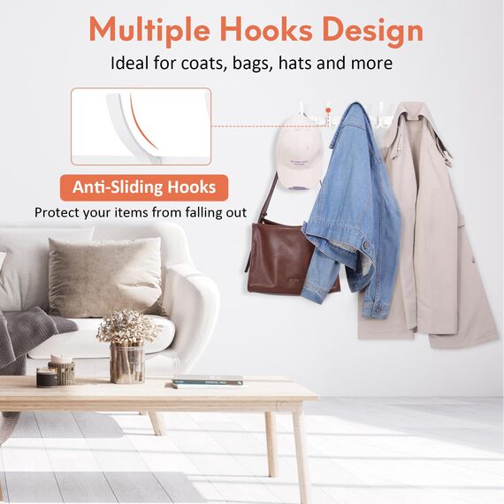 Optish 2 Stück Garderobenhaken mit 15 Haken, Kleiderhaken Wand Platzsparende Garderobenleiste für Schlafzimmer Bad Küche, Hakenleiste Garderobe für Jacken, Hüte und Schals bieten (Weiß)
