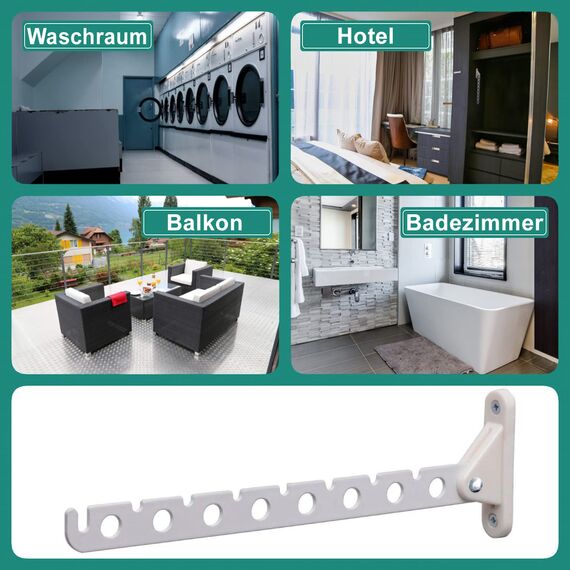 PRIOstahl Kleiderlüfter 310mm Weiß 2er Set Klappbar - Kleiderhaken Garderobenhaken Wandmontage 5kg Tragkraft Kleiderständer Abhängträger Stahl-Kunststoff Platzsparend