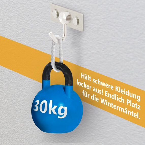 Stahlia Hakenleiste EDELSTAHL gebürstet Garderobenleiste 8x Haken (L: 615mm) Modell:CHIARA Wandgarderobe mit 1/4/6/8/10 Kleiderhaken Garderobenhaken Wandhaken