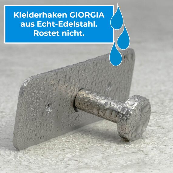 Stahlia Hakenleiste EDELSTAHL gebürstet Garderobenleiste 8x Haken (L: 615mm) Modell:GIORGIA Wandgarderobe mit 1/4/6/8/10 Kleiderhaken Garderobenhaken Wandhaken