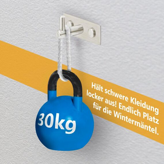 Stahlia Hakenleiste EDELSTAHL gebürstet Garderobenleiste 8x Haken (L: 615mm) Modell:JULIA Wandgarderobe mit 1/4/6/8/10 Kleiderhaken Garderobenhaken Wandhaken