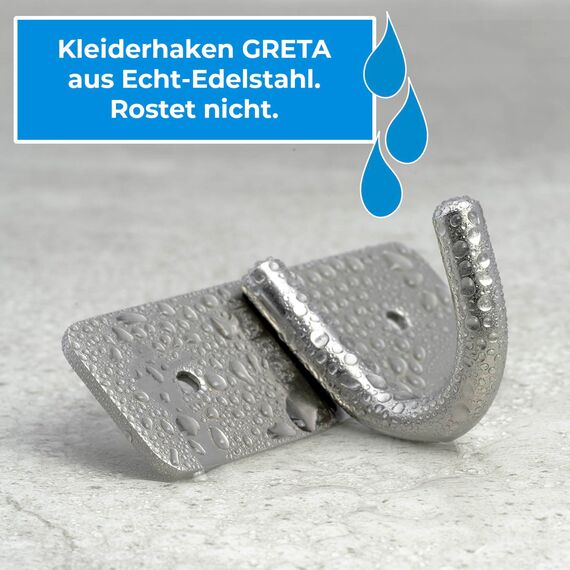Stahlia Hakenleiste EDELSTAHL gebürstet Garderobenleiste 4x Haken (L: 270mm) Modell:GRETA Wandgarderobe mit 1/4/6/8/10 Kleiderhaken Garderobenhaken Wandhaken