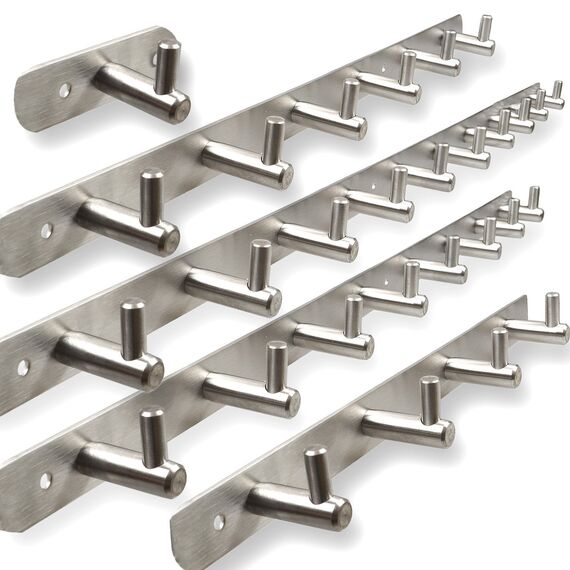 ID Dinkel Hakenleiste 10 Kleiderhaken EDELSTAHL Garderobenhaken Wandhaken 10 Haken
