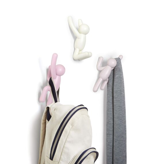 Umbra Buddy Haken – Dekorative Wandhaken Garderobe für Jacken, Schals, Taschen, Rucksäcke, Handtücher und Mehr, 3er-Set, Pink sortiert