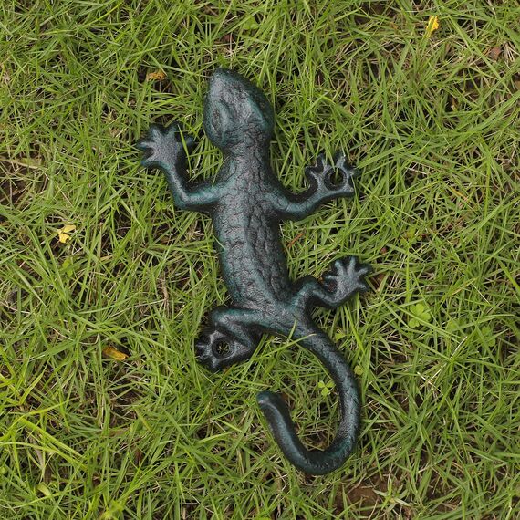 ChasBete Gecko Kleiderhaken Wand Garderobenhaken, 17cm Vintage Metall Wandhaken 3er-set Haken Garderobe