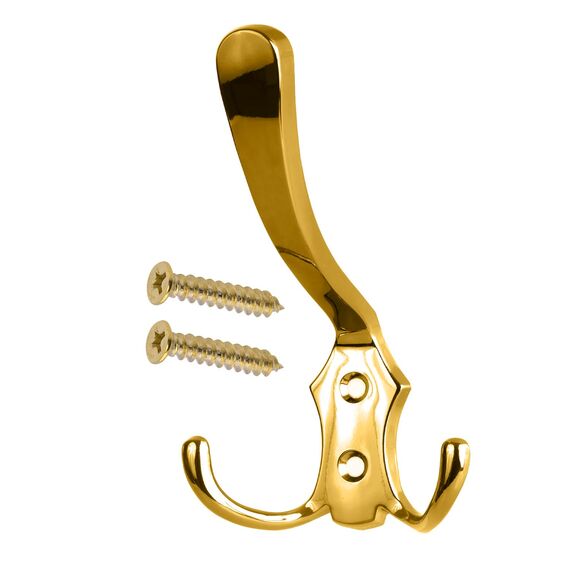 Stahlia Garderobenhaken GOLD (1 Stück) Haken zum Schrauben vintage Kleiderhaken Garderobe LANG Haken für Garderobe Metallhaken