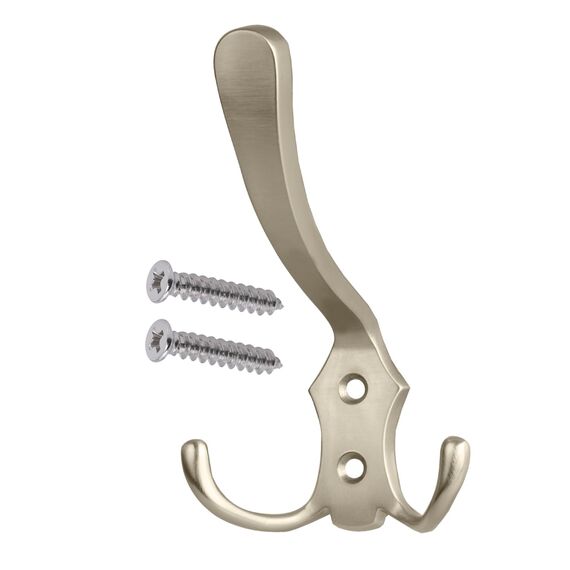 Stahlia Garderobenhaken EDELSTAHL-OPTIK (1 Stück) Haken zum Schrauben vintage Kleiderhaken Garderobe LANG Haken für Garderobe Metallhaken