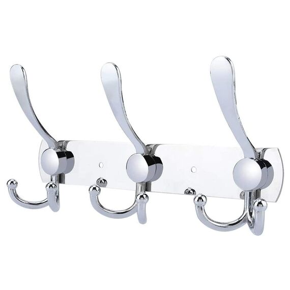 LYLIN kleiderhaken Hakenleiste, Garderobenhaken Edelstahl Rostfrei Handtuchhaken Wandhaken Garderobenleiste Vintage Jackenhalter Wand für Küche Badezimmer Schlafzimme (Silber, 9 Haken, 1Pcs)