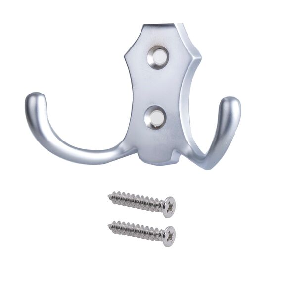 Stahlia Garderobenhaken CHROM-MATT (1 Stück) Haken zum Schrauben vintage Kleiderhaken Garderobe KURZ Haken für Garderobe Metallhaken