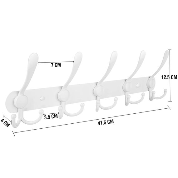 LYLIN kleiderhaken Hakenleiste, Garderobenhaken Edelstahl Rostfrei Handtuchhaken Wandhaken Garderobenleiste Vintage Jackenhalter Wand für Küche Badezimmer Schlafzimme (Weiß, 15 Haken, 1Pcs)