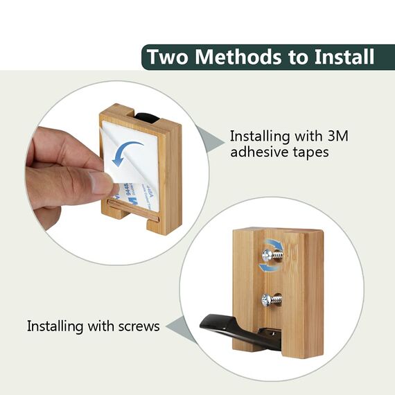 JSVER Kleiderhaken 4 stück Bambus Haken Garderobenhaken Wand Moderne Garderobenleiste Holz Faltbarer für Jacken, Mäntel, Schals, Handtaschen und Mehr, Holz