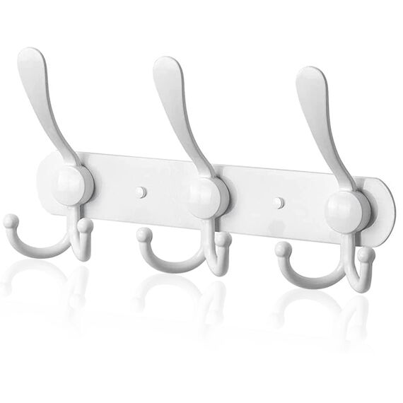 LYLIN kleiderhaken Hakenleiste, Garderobenhaken Edelstahl Rostfrei Handtuchhaken Wandhaken Garderobenleiste Vintage Jackenhalter Wand für Küche Badezimmer Schlafzimme (Weiß, 9 Haken, 1Pcs)