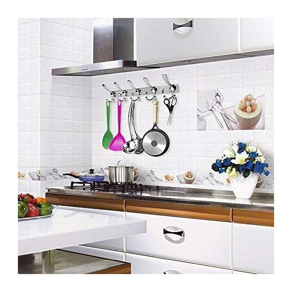 LYLIN kleiderhaken Hakenleiste, Garderobenhaken Edelstahl Rostfrei Handtuchhaken Wandhaken Garderobenleiste Vintage Jackenhalter Wand für Küche Badezimmer Schlafzimme (Silber, 15 Haken, 2Pcs)