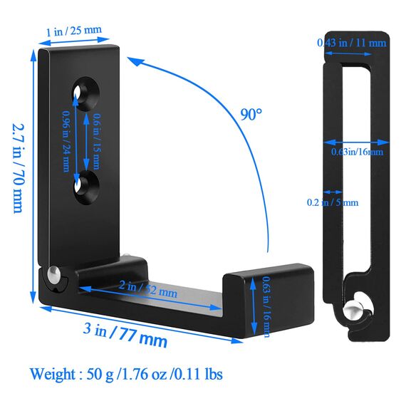 OHIYO Faltbare Kleiderhaken 2 Stück Faltbare Wandhaken zum Aufhängen von Mänteln, Wandhaken zum Aufhängen von Taschen, Rucksäcken, Hüten und Kopfhörern (Schwarz)