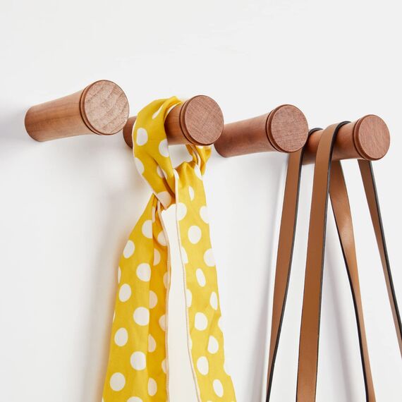 HomeDo 8 Stück Wandhaken Holz Rund,Kleiderhaken Holz Wand, Dekorative Garderobenhaken Holz, Vintage Garderobe,Holzhaken,Huthaken (R3.5-Cherry-6cm, 8p)