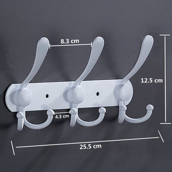 LYLIN kleiderhaken Hakenleiste, Garderobenhaken Edelstahl Rostfrei Handtuchhaken Wandhaken Garderobenleiste Vintage Jackenhalter Wand für Küche Badezimmer Schlafzimme (Weiß, 9 Haken, 2Pcs)