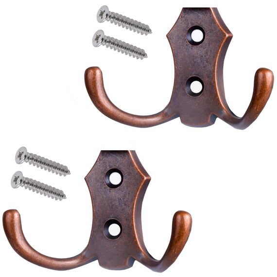 Stahlia Garderobenhaken KUPFER (2 Stück) Haken zum Schrauben vintage Kleiderhaken Garderobe KURZ Haken für Garderobe Metallhaken