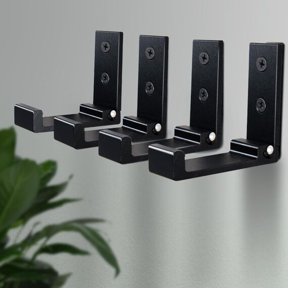 OHIYO Klappbare Kleiderhaken 6er Set aus Aluminium Wandhaken faltbar (Schwarz) für Kleidung, Taschen & Rucksäcke Einklappbare Wandhaken für Innen & Außen