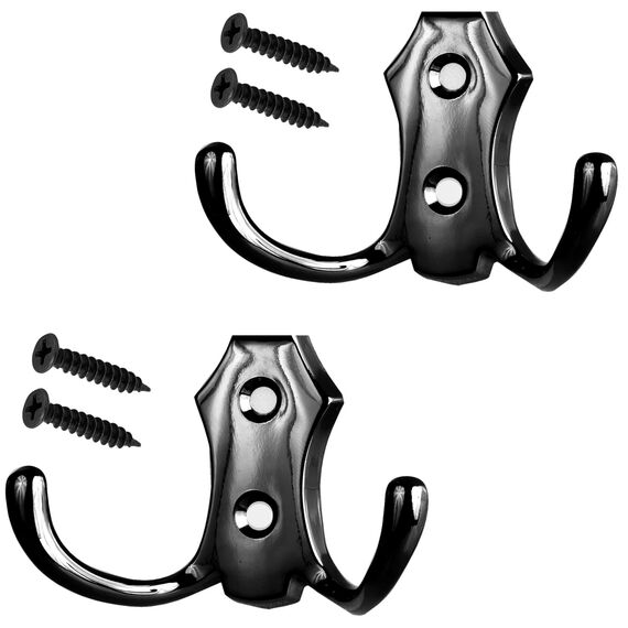 Stahlia Garderobenhaken SCHWARZ (2 Stück) Haken zum Schrauben vintage Kleiderhaken Garderobe KURZ Haken für Garderobe Metallhaken