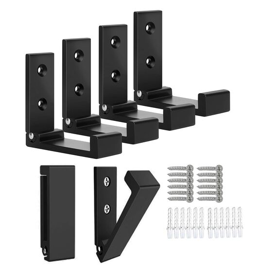 OHIYO Klappbare Kleiderhaken 6er Set aus Aluminium Wandhaken faltbar (Schwarz) für Kleidung, Taschen & Rucksäcke Einklappbare Wandhaken für Innen & Außen