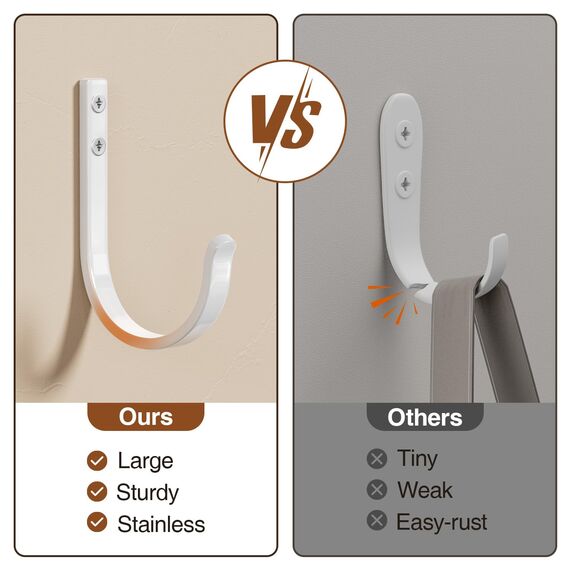 Josmimic Garderobenhaken Handtuchhaken und Haken für Wand - Bohren Wandhaken, Kleiderhaken, Schlüsselhaken für Zahnputzbecher, Bad, WC, 5 Stück, Weiß, Mit Schrauben