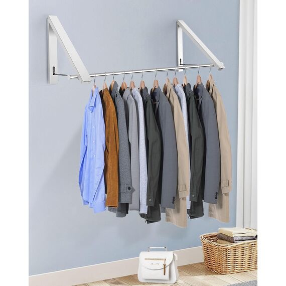 LIVEHITOP Kleiderhaken Klappbar, Kleiderstange Wandmontage Wall Aluminum Stabilisieren Kleiderlüfter Klappbar mit Stange für Waschküche Kleiderschrank Balkon (Silber)