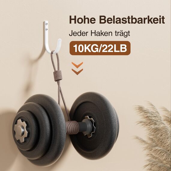 Josmimic 10-Stück Garderobenhaken Handtuchhaken und Haken für Wand - Bohren Wandhaken, Kleiderhaken, Schlüsselhaken für Zahnputzbecher, Bad, WC, Weiß, Mit Schrauben