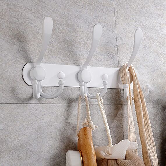 LYLIN kleiderhaken Hakenleiste, Garderobenhaken Edelstahl Rostfrei Handtuchhaken Wandhaken Garderobenleiste Vintage Jackenhalter Wand für Küche Badezimmer Schlafzimme (Weiß, 9 Haken, 1Pcs)