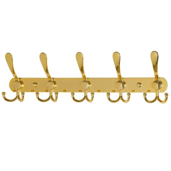 Dseap Garderobenleiste - Schwerlast Garderobenhaken Mit 5 Dreifachhaken, Edelstahl Wandgarderobe, Kleiderhaken Wand, Hakenleiste Garderobe für Mantel Hut Handtuch Handtasche, Gold
